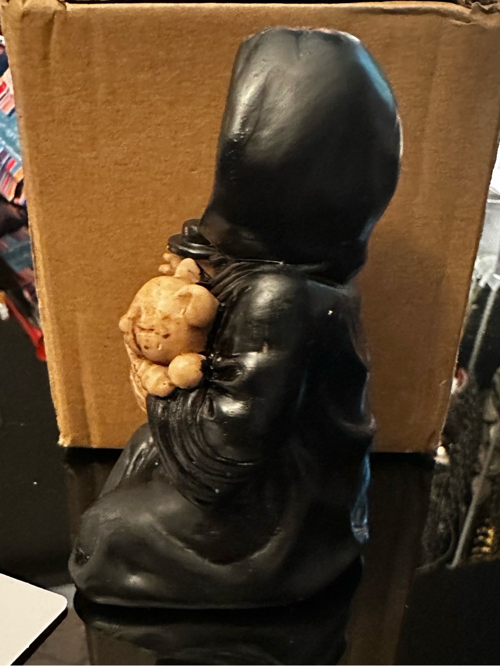 Grim Reaper Emotional Support Figurine in Black and Tan - Picture 7 of 8